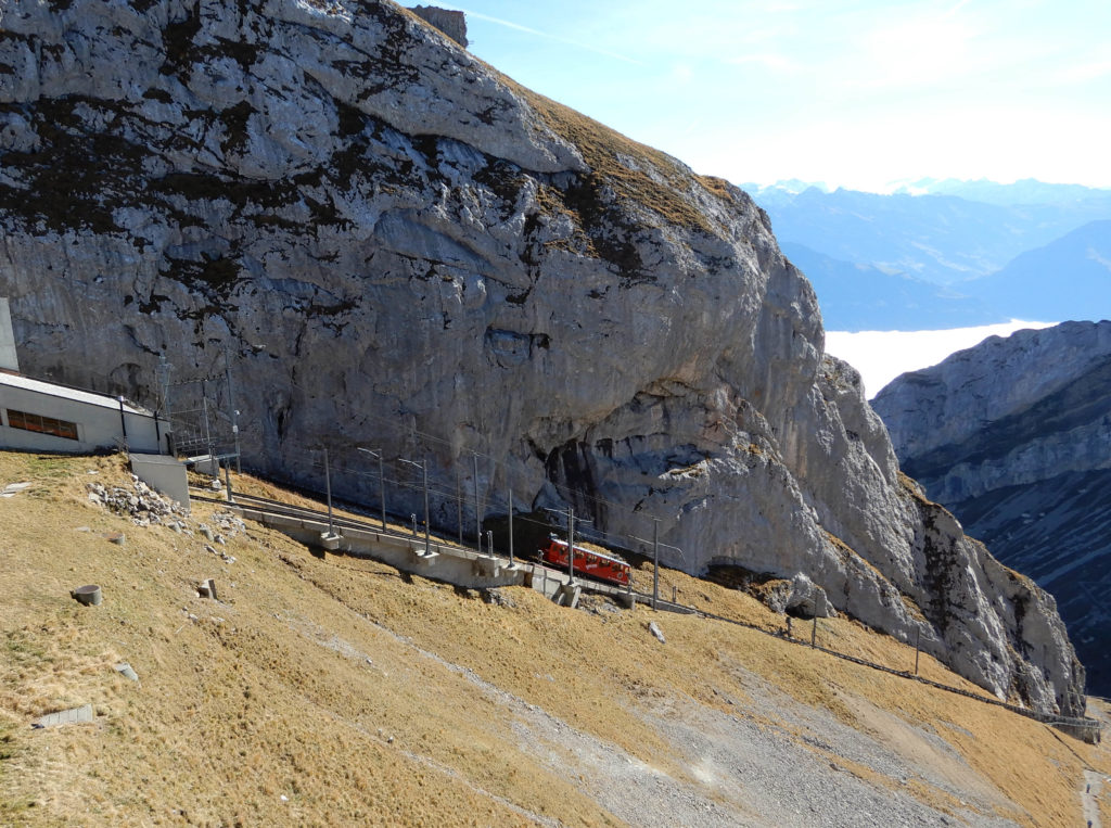 Mt. Pliatus Luzern Switzerland Cogwheel heading down