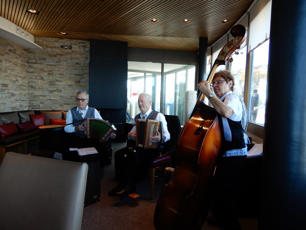 Mt. Pliatus Luzern Switzerland Trio performing in the restaurant