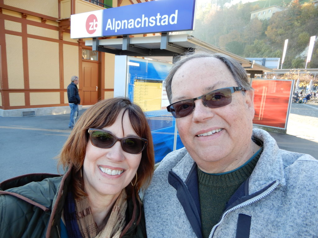 Mt. Pliatus Luzern Switzerland Jon and Barbara at Alpnachstad station PassageForTwo