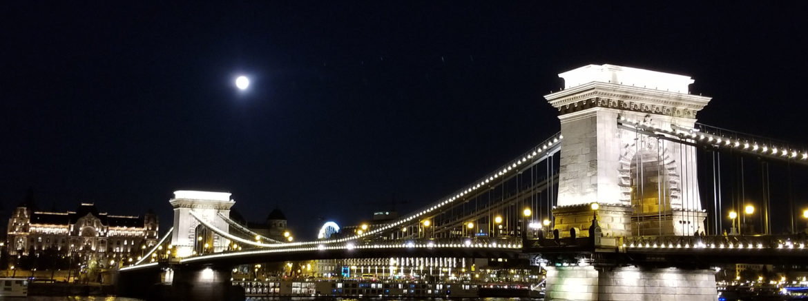Chain Bridge Budapest on a full moon