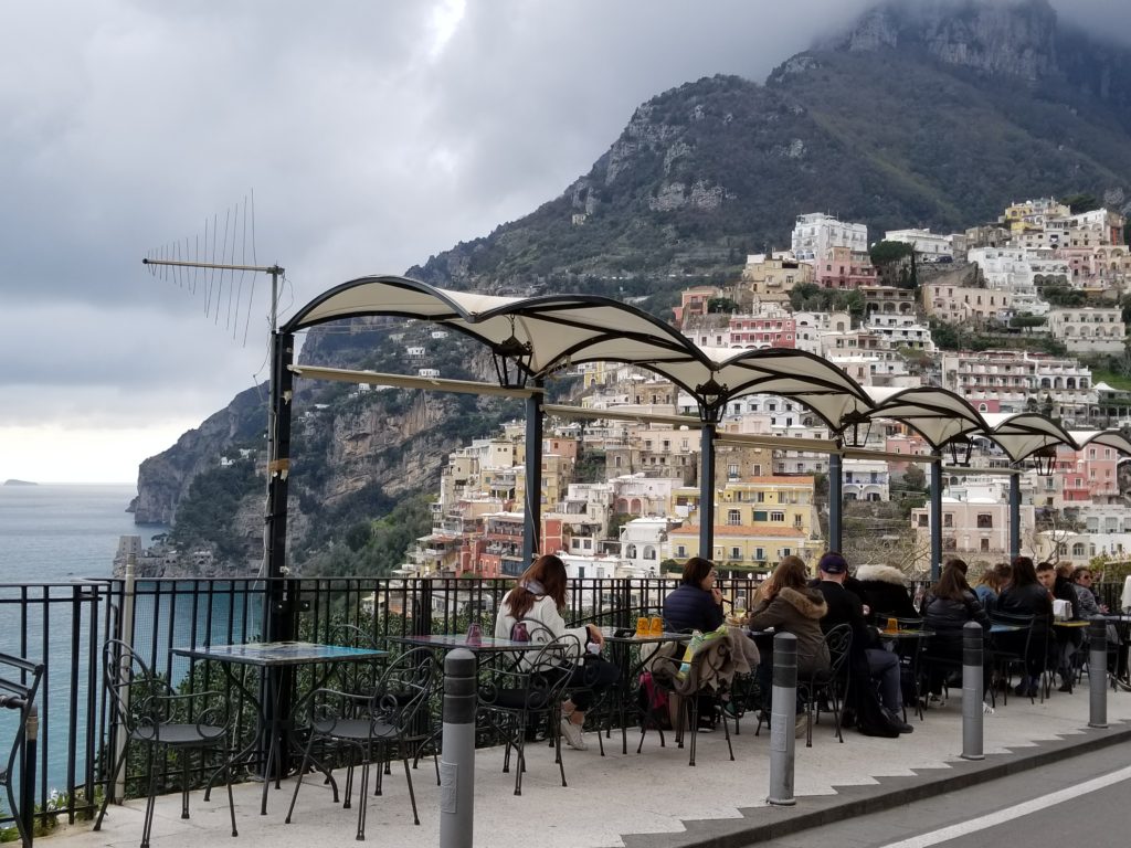 Sidewalk Cafe on top of hill in Positano