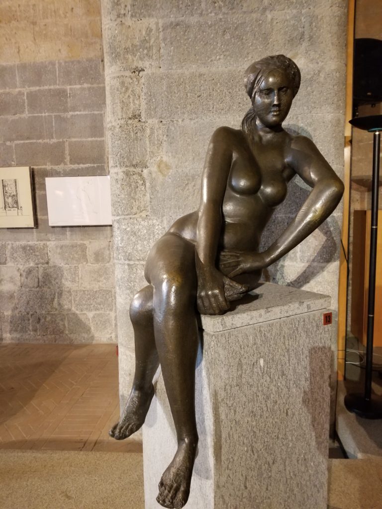 El Greco Bronze Sculpture - nude woman sitting with legs crossed.